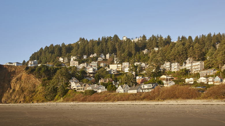 The town of Oceanside spilling down onto the beach