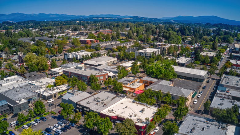 An aerial view of Gresham, Oregon, on a sunny day.
