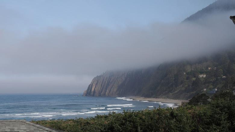 The foggy coastline of Manzanita, Oregon