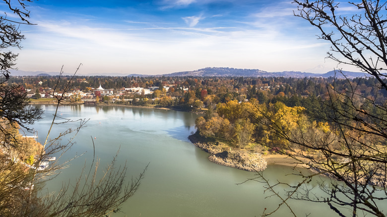 Willamette River flows past Milwaukie, Oregon
