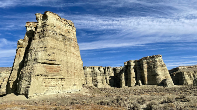 Pillars of Rome Jordan Valley in front of cloudy blue sky