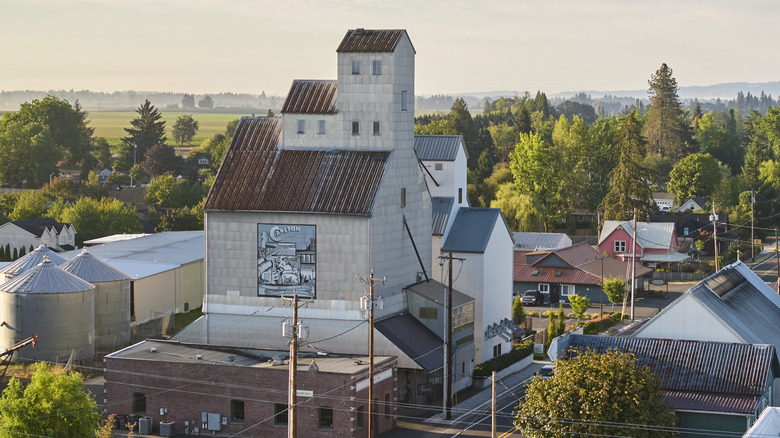Aerial view of Carlton, Oregon