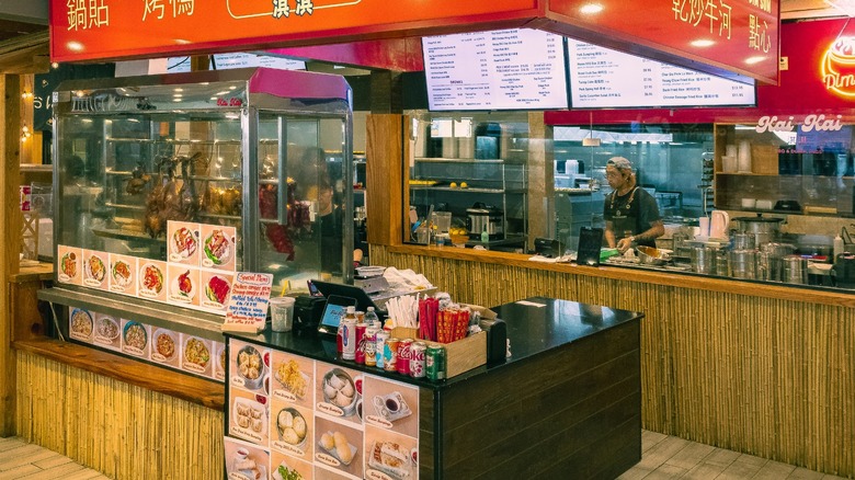 the hawker style food stands at Mills Market