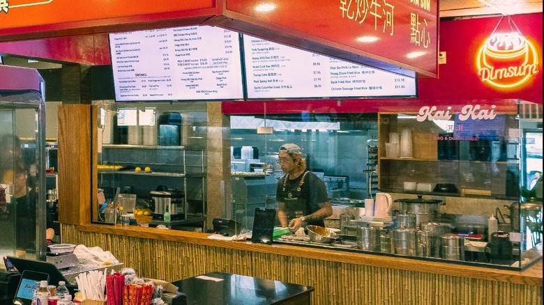 the hawker style food stands at Mills Market
