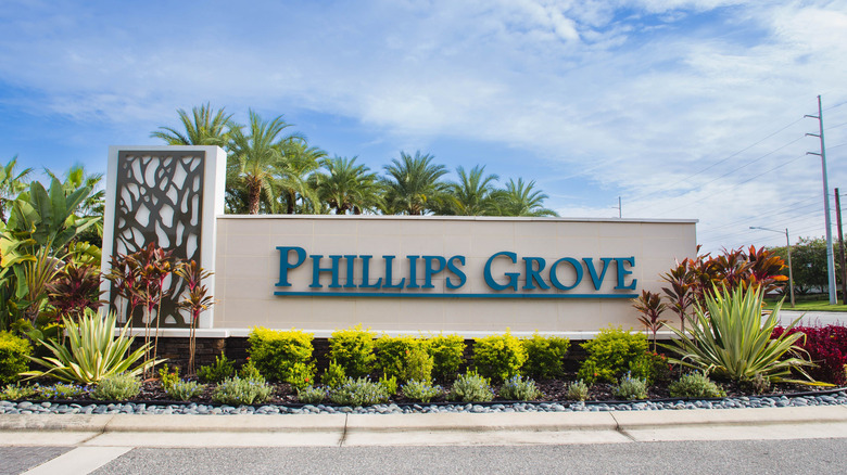 An entrance sign to a luxury home community in Dr Phillips, Florida