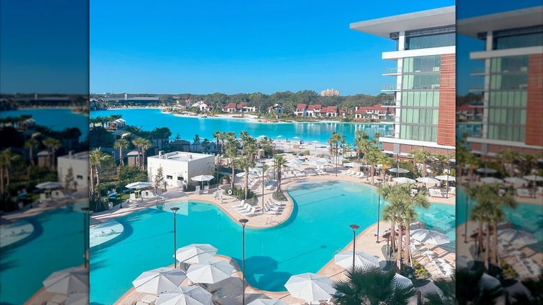 View of the Evermore Resort lagoons and pools
