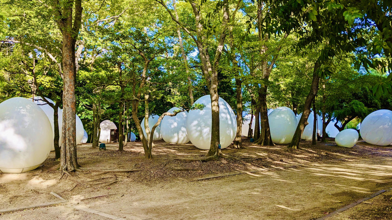 Egg shaped sculptures at Nagai Park in Osaka