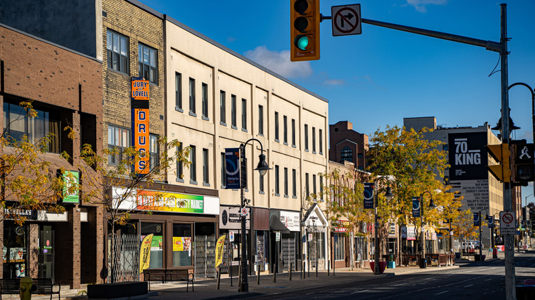 Downtown street in Oshawa, Ontario
