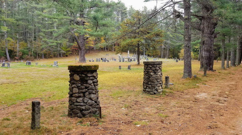 Stone monuments at Otter River State Forest, Massachusetts.