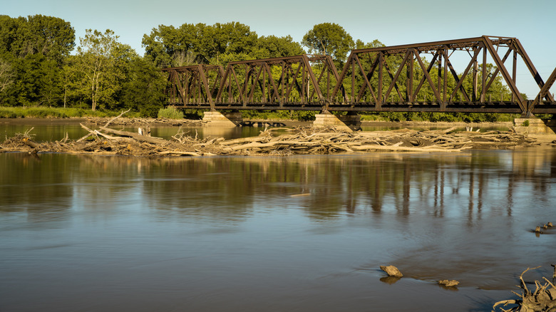 Bridge crossing the Des Moines River from Ottumwa, Iowa, to Turkey Island