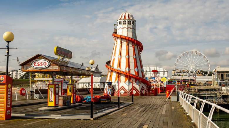 Funfair rides and games on Clacton pier, Clacton-on-Sea, Essex, England