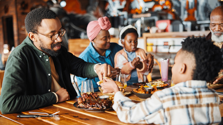 A family eating together at a table