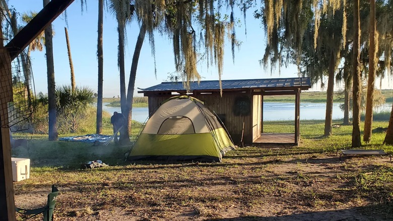 A primitive campsite at Seminole Ranch Conservation Area