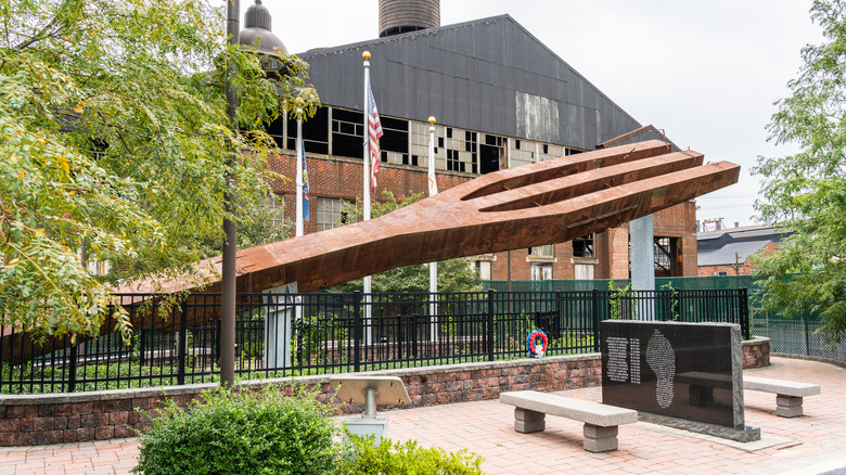 Steel trident from the World Trade Center in New York City at the National Iron & Steel Heritage Museum in Coatesville, Pennsylvania
