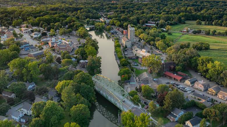 Aerial view of Pittsford and Erie Canal