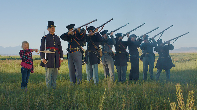 A girl watching a reenact at Camp Floyd State Park