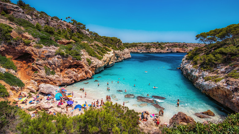 A crowded beach in Mallorca