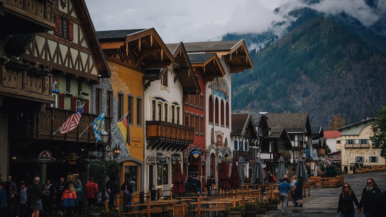 Front Street on a cloudy day in Leavenworth, Washington