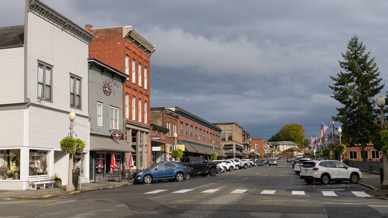 First Avenue, Snohomish, on a stormy day