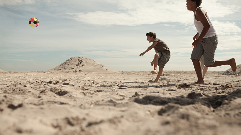 Kids on a sandy beach