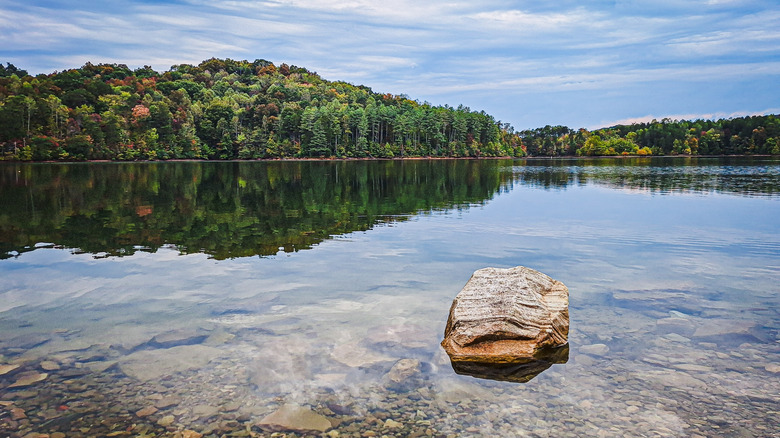 A calm lakeside view at Paintsville Lake State Park in Paintsville, Kentucky