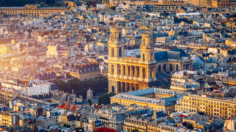 Aerial view of Église Saint-Sulpice in Paris, France