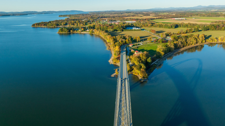 Bridge connecting Vermont to New York over Lake Champlain