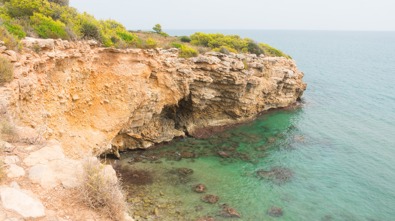 A rocky cove along Peñíscola, Spain's coast