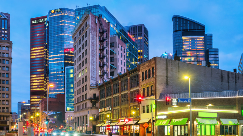 Downtown Pittsburgh at night