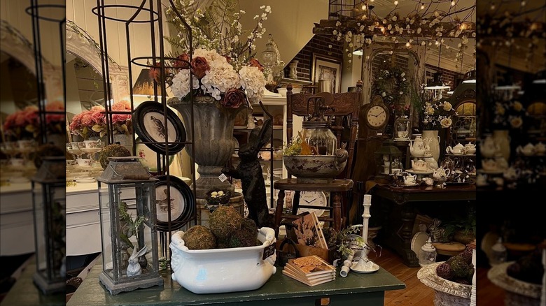 Home decor and vintage items on display at the Cottage Rose, Edinboro.