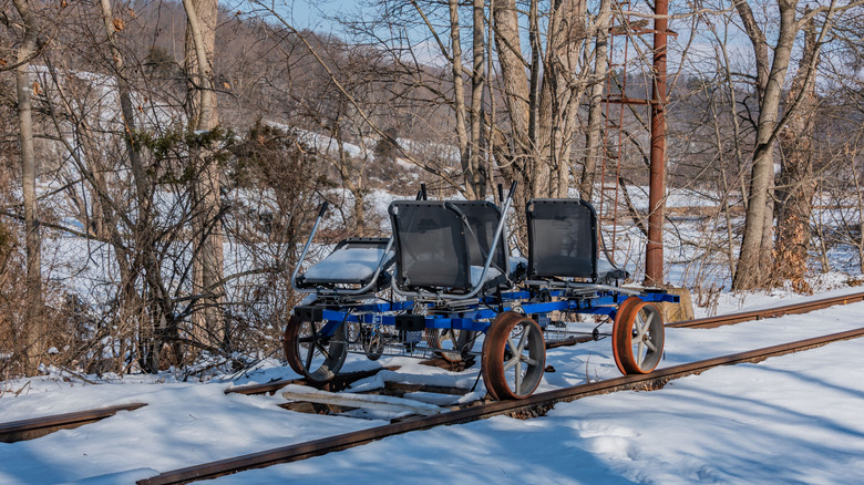 A rail bike in Seven Valleys Pennsylvania in winter