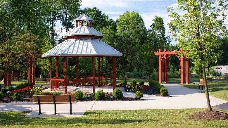 Gazebos in park with green trees around it in Monroeville