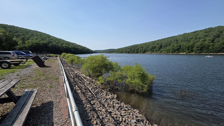 View from the Instanter Boat Launch at East Branch Clarion River Lake in Pennsylvania
