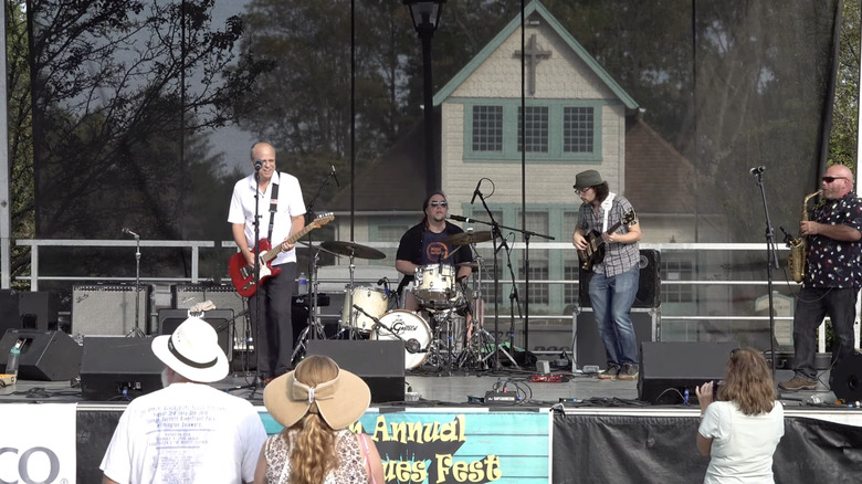 Musicians on stage at Paoli Blues Fest (now Main Line music festival)