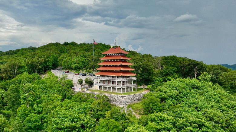 The Reading Pagoda seen from a distance in Reading, Pennsylvania