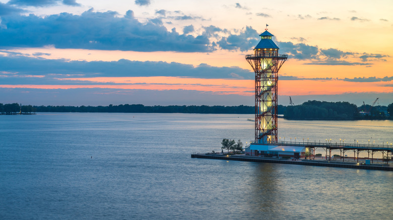 A view of Erie, Pennsylvania at sunset