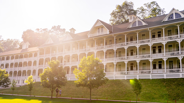 BEDFORD, PENSILVANIA, UNITED STATES - JULY 2, 2018: Facade of the Omni Bedford Springs Resort hotel in Bedford.