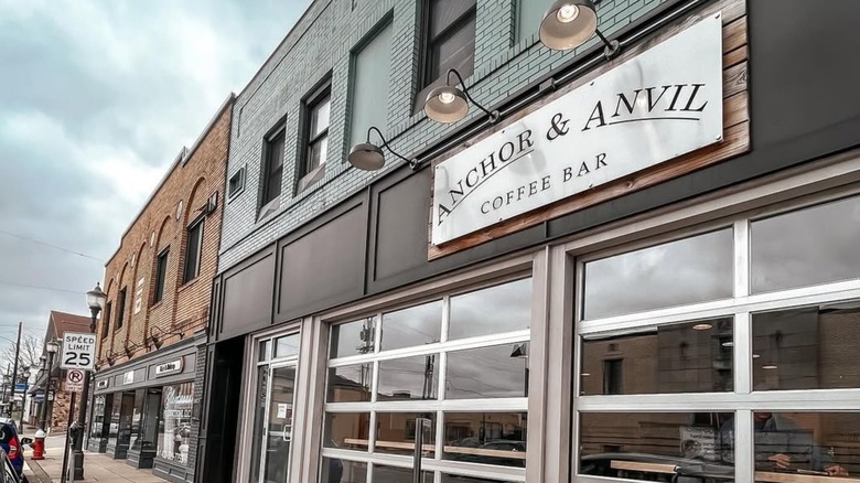 The facade of Anchor & Anvil Coffee Bar in Coraopolis, Pennsylvania