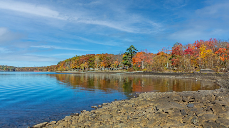 Lake Wallenpaupack in the fall foliage