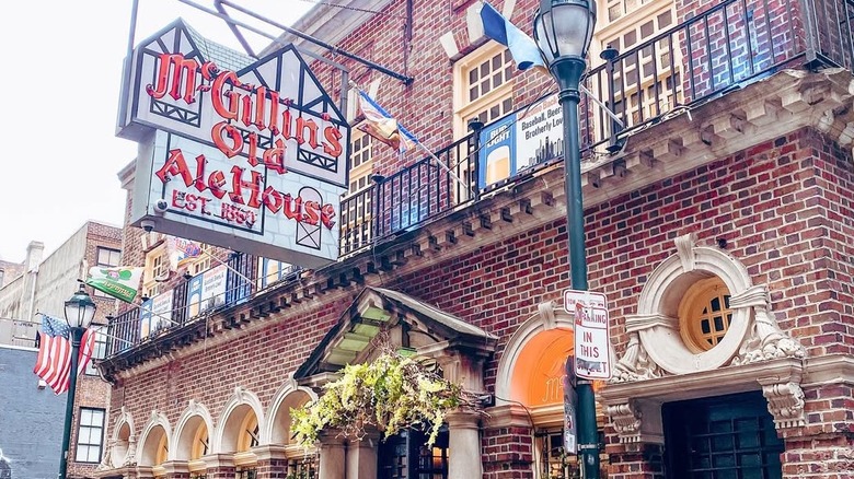 The front of the building and sign of McGillin's Olde Ale House