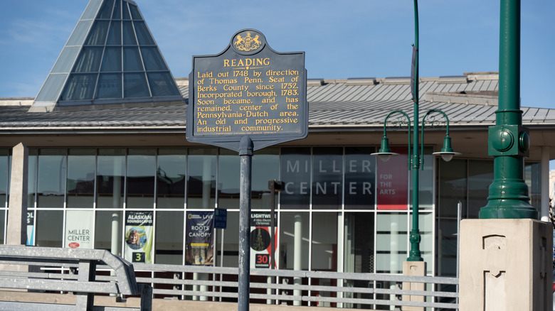 Historical marker in downtown Reading, Pennsylvania