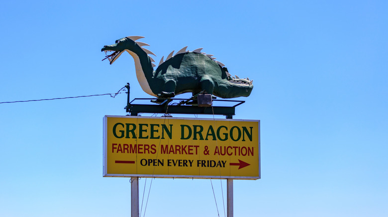 The GreenDagon farmers market sign in Ephrata, Pennsylvania