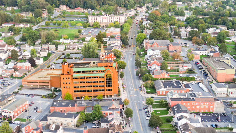 An aerial view of Ephrata, Pennsylvania