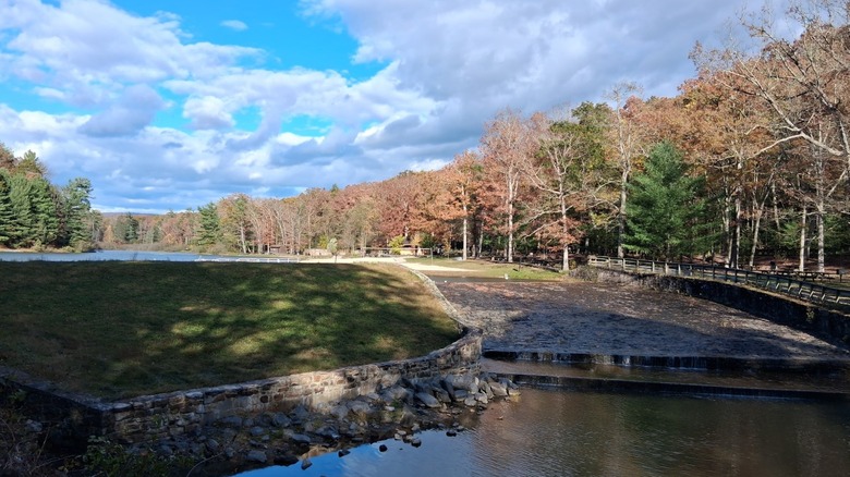 The spillway is a prime trout fishing spot at Whipple Dam State Park.