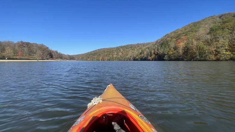 Kayaking on the lake at Laurel Hill State Park in Pennsylvania