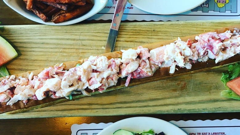 Overhead view of Taste of Maine's famous lobster roll