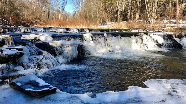 Waterfall in Paradise-Price Preserve with ice and snow