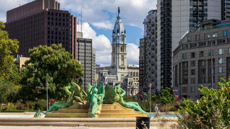 The Swann Memorial Fountain with the City Hall in the background, Philadelphia