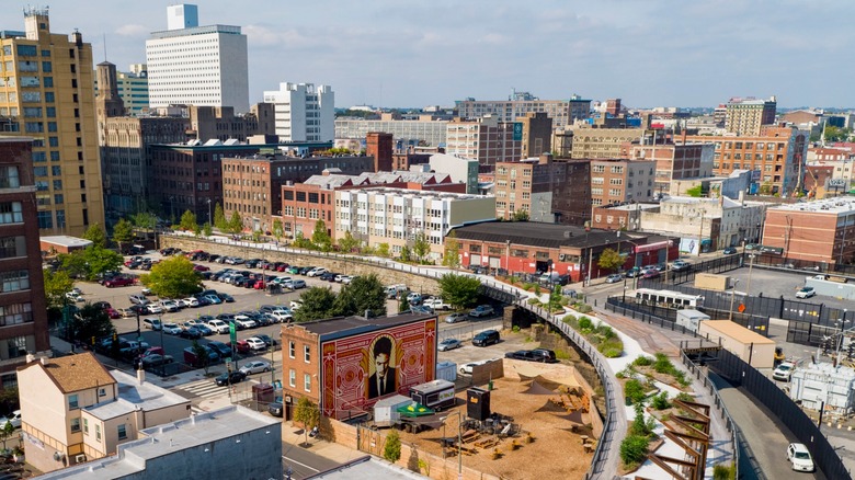 Aerial view of the Callowhill neighborhood in Philadelphia