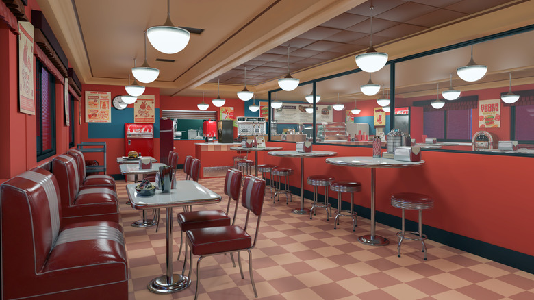 The interior of a diner